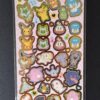 Feuille de stickers Pokémon officiel japonnais, Scarlet and Violet. Feuille contanant des stickers de pokémons de toutes les couleurs sur fond rose. Autocollants pour les enfants
