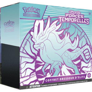 Coffret bleu représentant un Pokémon correspondant à l'ETB Forces Temporelles