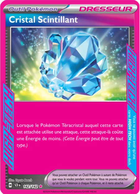 image d'une carte du jeu de cartes à collectionner pokémon de type dresseur outil pokémon. La carte est rose et bleue et représente une boule de cristal bleue. Il y a un texte décrivant les capacités de la carte dans le jeu de cartes pokemon tcg.