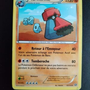 Tarinorme 55/114. Carte du TCG Pokémon issue de la série Offensive Vapeur du bloc XY (XY11, XY: Offensive Vapeur), parue le 16/08/2016. Carte Pokémon de Niveau 1 de type Combat, évolution de Tarinor. Rare. Illustrateur: MAHOU. L'illustration représente une sorte de grosse salière bleue avec un gros nez rouge et une moustache.