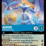 AURORE Gardienne de Lore 140/204. Carte du jeu de cartes à collectionner Disney Lorcana issue du Chapitre 4 Le Retour d'Ursula (URR), paru le 31/05/2024. Carte Personnage, Saphir. Super Rare. Illustrateur: Koni. L'illustration représente la princesse Aurore, jeune femme de type caucasien au long cheveux blonds. Elle est habillée d'une robe de princesse bleue.