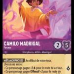 CAMILO MADRIGAL Farceur 40/204. Carte du jeu de cartes à collectionner Disney Lorcana issue du Chapitre 4 Le Retour D'Ursula (URR), paru le 31/05/2024. Carte Personnage, Améthyste. Peu commune. Illustrateur: Emily Abeydeera. L'illustration représente un jeune garçon sud-américain vêtu d'in poncho orange.