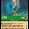 HEIHEI Coq empoté 75/204. Carte du jeu de cartes à collectionner Disney Lorcana issue du Chapitre 4 Le Retour D'Ursula (URR), paru le 31/05/2024. Carte Personnage, Emeraude. Peu commune. Illustrateur: Anna Stosik. L'illustration représente un coq avec des yeux énormes en train de tenter d'avaler une grosse pierre.