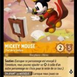 MICKEY MOUSE Chef de la fanfare 15/204. Carte du jeu de cartes à collectionner Disney Lorcana issue du Chapitre 4 Le Retour D'Ursula (URR), paru le 31/05/2024. Carte Personnage, Ambre. Peu commune. Illustrateur: Filipe Laurentino. L'illustration représente la créature Mivkey, personnage de souris humanoïde habillé en chef d'orchestre de musique avec une baguette à la main droite.