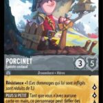 PORCINET Epéiste Costaud 191/204. Carte du jeu de cartes à collectionner Disney Lorcana issue du Chapitre 4 Le Retour d'Ursula (URR), paru le 31/05/2024. Carte Personnage, Acier. Légendaire. Illustrateur: Alex Accorsi. L'illustration représente une porcelet humanoïde habillé en chevalier avec des éléments de bric et de broc.
