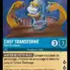 CHEF TRANSFORME Poêle de château 157/204 - Carte du jeu de cartes à collectionner Disney Lorcana issue du Chapitre 4 Le Retour D'Ursula (URR), paru le 31/05/2024. Carte Personnage, Saphir. Commune. Illustrateur: James C Mulligan. L'illustration représente un personnage de chef de cuisine en forme de poêle animée en train de servir une lochée de soupe issue d'une casserole en cuivre.