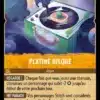 PLATINE DISQUE 32/204 - Carte du jeu de cartes à collectionner Disney Lorcana issue du Chapitre 4 Le Retour D'Ursula (URR), paru le 31/05/2024. Carte Objet, Ambre. Commune. Illustrateur: Simone Buonfantino. L'illustration représente un tourne-disque vert et blanc posé sur un tapis.