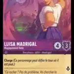 LUISA MADRIGAL Magiquement forte 47/204 - Carte du jeu de cartes à collectionner Disney Lorcana issue du Chapitre 4 Le Retour D'Ursula (URR), paru le 31/05/2024. Carte Personnage, Améthyste. Commune. Illustrateur: Juan Diego Leon. L'illustration représente le personnage d'une jeune femme hispanique en robe violette et bustier blanc. Elle est assez forte de corpulence mais il paraît que c'est à cause d'influences magiques.