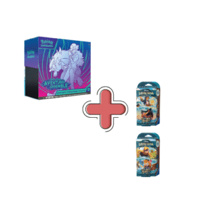 ETB EV09 + 2 decks Lorcana Chapitre 6. Photo de deux coffrets: une ETB Pokémon EV09 Aventures Ensemble et deux decks Lorcana chapitre 6.