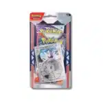 DuoPack Pondralugon Booster Astres Radieux et Ecarlte et violet. Il s'agit d'un paquet de deux boosters Pokémon, de la série Astres Radieux EB10 du bloc épée et bouclier et de la série écarlate et violet EV01, première série du bloc écarlate et violet. Le pack contient également une pièce de lancer à l'effigie du Pokémon Dracolosse et d'une carte promo Pondralugon. L'item consiste en une pochette cartonnée avec un devant en plastique transparant. L'ensemble est gris et marron.