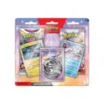 Duopack Latios Booster Origine Perdue EB11 et Booster Evolutions à Paldea Pokémon EV02. Il s'agit d'un paquet de deux boosters Pokémon, de la série origine perdue EB11 du bloc épée et bouclier et de la série évolution à paldea EV02, deuxième série du bloc écarlate et violet. Le pack contient également une pièce de lancer à l'effigie du Pokémon Palkia et de 3 cartes promo Latios, Palkia et Zekrom. L'item consiste en une pochette cartonnée avec un devant en plastique transparant. L'ensemble est rose, bleu et violet.