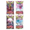 Boosters Origine Perdue Pokémon EB11 - ARTSET - L'image représente un lot de 4 boosters Pokémon EB11 origine perdue, série pokémon du bloc épée et bouclier. Le lot constitue un artset soit l'ensemble des illustrations possibles des paquets de cartes de cette série mettant à l'honneur giratina. Ils sont rose,s violets, bleus, roses et rouges.