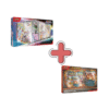 Coffret Figurines EV8.5 + Coffret Pokémon Dracaufeu ex. Image de deux coffrets pokémon: le coffret premium EV8.5 évolution prismatique contenant 11 boosters de la série EV8.5, une figurine et un pin's. Le second est un coffret dracaufeu ex avec une carte jumbo lenticulaire et divers boosters pokémon du bloc écarlate et violet.