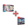 Coffret Figurines EV8.5 + Deck Pierre Combat Rivalité. Image de deux coffrets pokémon: le coffret premium EV8.5 évolution prismatique contenant 11 boosters de la série EV8.5, une figurine et un pin's. Le second est un coffret deck combat avec une carte promo Tarsal de Pierre.