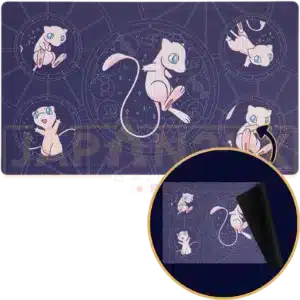 Tapis de jeu (playmat) Pokémon Center officiel illustrant le Pokémon fabuleux Mew, accessoire de protection premium pour cartes TCG.