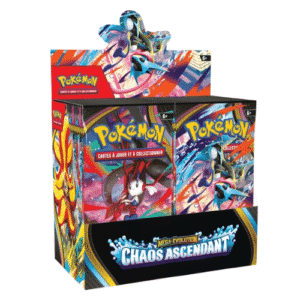 Display Pokémon scellée de 36 boosters Chaos Ascendant (ME04) en français, condition Near Mint garantie pour collectionneurs.