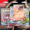 Tripack Pokémon Chaos Ascendant ME04 contenant 3 boosters scellés et la carte promotionnelle Reptincel en français