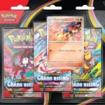 Tripack Pokémon Chaos Ascendant ME04 contenant 3 boosters scellés et la carte promotionnelle Reptincel en français