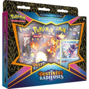 Coffret Pokémon Pin's de M. Glaquette (Destinées Radieuses), incluant 3 boosters, une carte promotionnelle brillante et un pin's collector