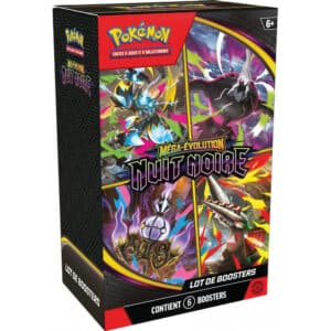Bundle Pokémon Nuit Noire ME05 contenant 6 boosters scellés, édition française officielle, idéal pour le développement de collection