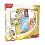 Vue de face du coffret Pokémon 30e Anniversaire ME 5.5 'Collection Poster'. Le packaging cartonné met en vedette les illustrations d'Artikodin, d'Électhor et de Sulfura, accompagnées du poster géant et des boosters de l'extension, en version française neuve.