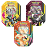 Les trois modèles de Pokébox Méga Puissances 2026 JCC Pokémon regroupant Méga-Dracolosse-ex, Méga-Darkrai-ex et Méga-Zeraora-ex, le triptyque de coffrets collector indispensable pour les collectionneurs