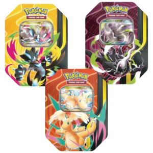 Les trois modèles de Pokébox Méga Puissances 2026 JCC Pokémon regroupant Méga-Dracolosse-ex, Méga-Darkrai-ex et Méga-Zeraora-ex, le triptyque de coffrets collector indispensable pour les collectionneurs