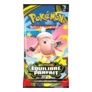 Sachet de booster Pokémon Équilibre Parfait ME03. Le paquet scellé aux illustrations de l'extension est présenté de face en version française neuve d'origine.
