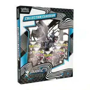 Coffret de collection classeur Pokémon Foudre Noire EV10.5. Produit officiel scellé à l'effigie de Zekrom incluant 5 boosters de l'extension et un album de rangement 9 poches en version française.
